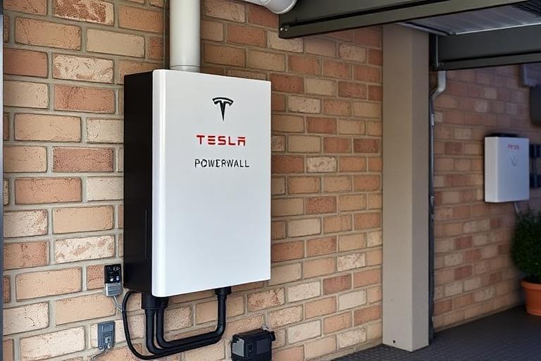 Home battery storage system installed beside a solar inverter in Devon