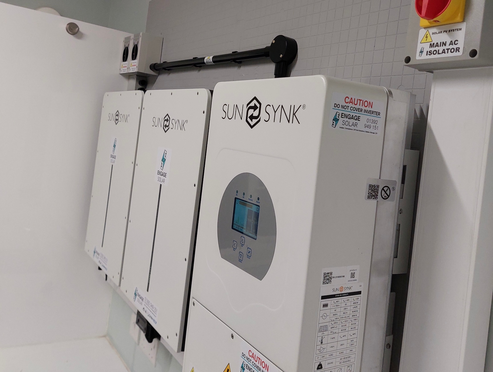 Sunsynk Lifelynk hybrid inverter and battery system installed by Engage Solar in Devon